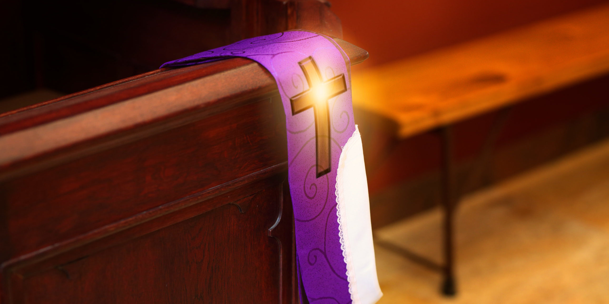 sacred stole in the church at the confessional